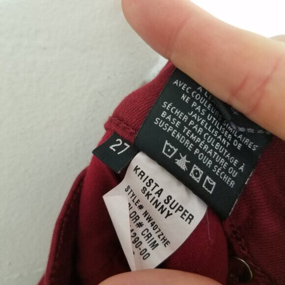Hudson Jeans KRISTA Super Skinny Stretch Jeans Red Size 27 - Picture 7 of 7